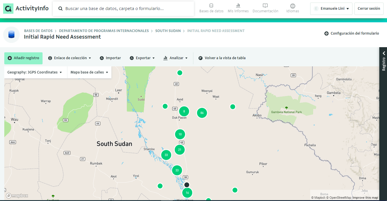 Conducting studies: Map report for a project in South Sudan in ActivityInfo