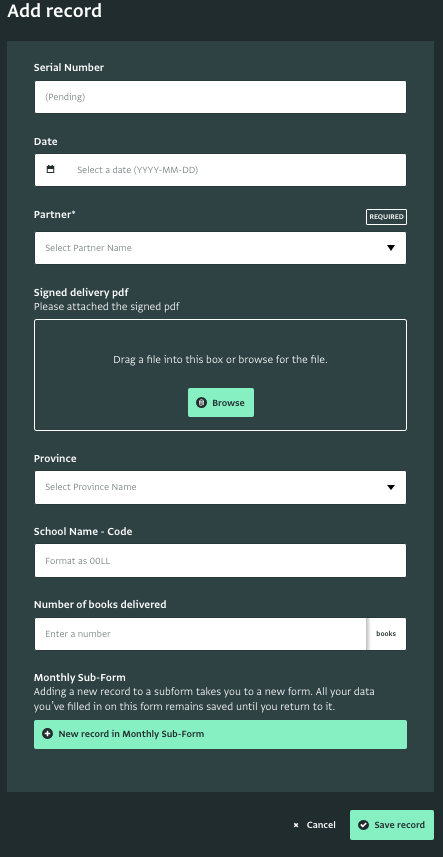 Data Entry Form