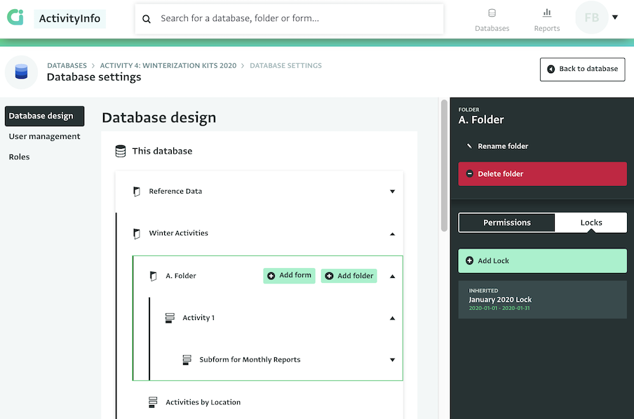 Powerful database and form design, advanced user management in ActivityInfo 4.0