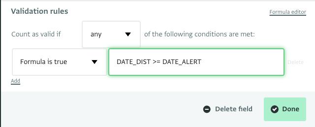 Validation rule with formula