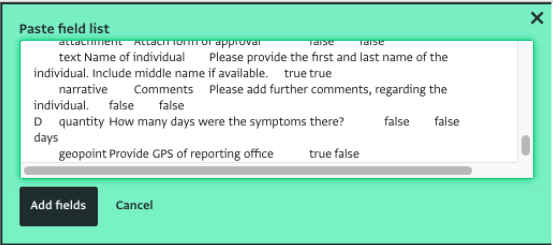 Importing the spreadsheet