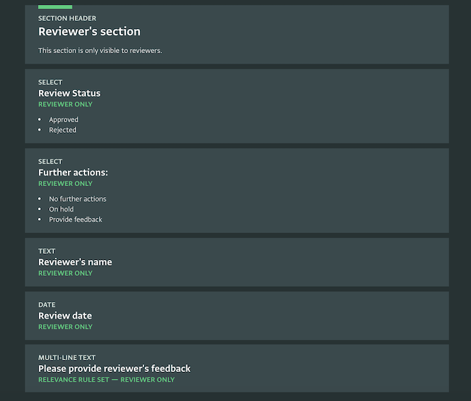Creating a Reviewer's section in Form Design