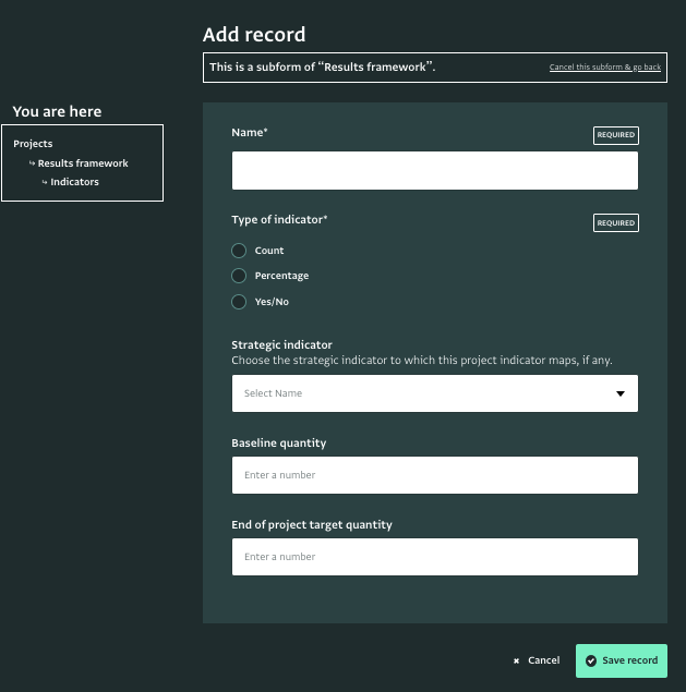 Adding indicators to the Logframe