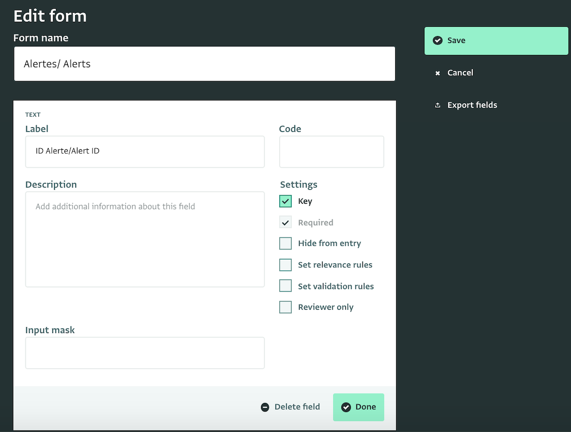 Edit a field in Form Design