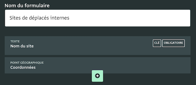 Conception de formulaire : sites de déplacés internes