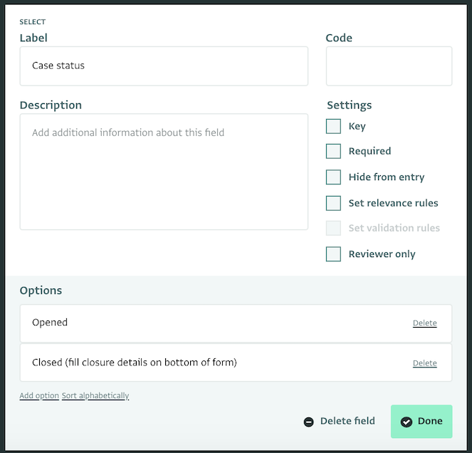 Edit a field in form design