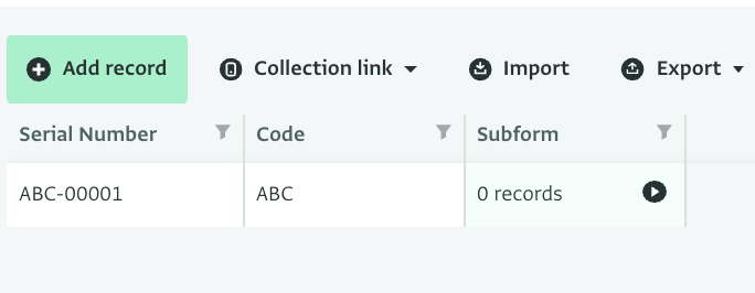 Serial number with prefix in table view