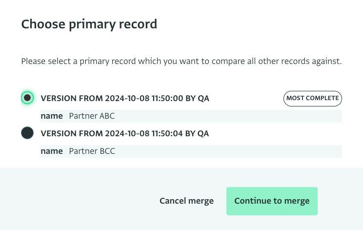 Choosing a Primary record