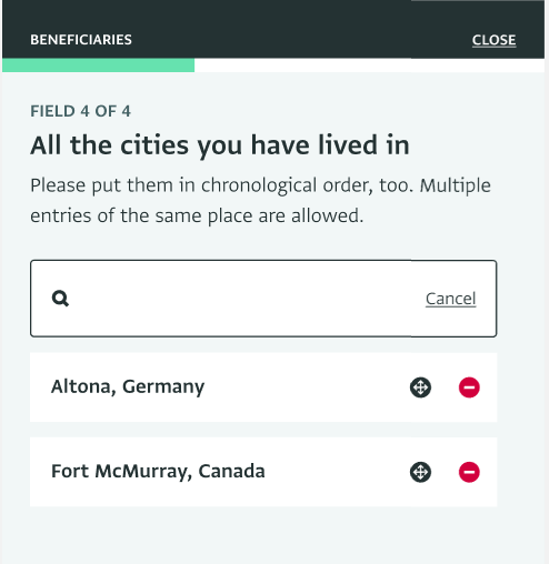 Multiple options selected - Mobile interface